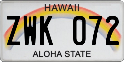HI license plate ZWK072