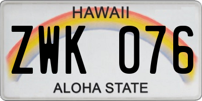 HI license plate ZWK076