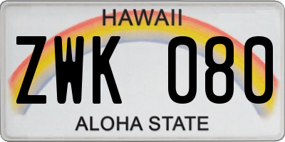 HI license plate ZWK080