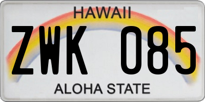 HI license plate ZWK085