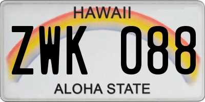 HI license plate ZWK088