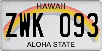 HI license plate ZWK093