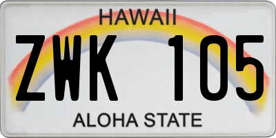 HI license plate ZWK105