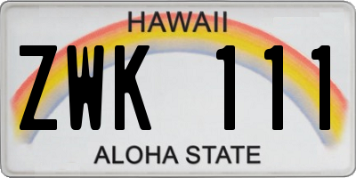 HI license plate ZWK111