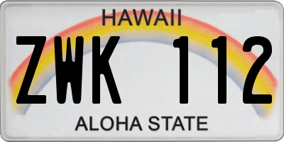 HI license plate ZWK112