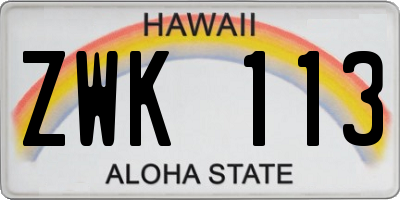 HI license plate ZWK113