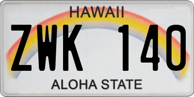 HI license plate ZWK140