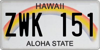 HI license plate ZWK151