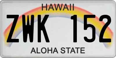 HI license plate ZWK152