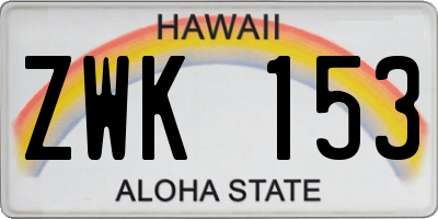 HI license plate ZWK153