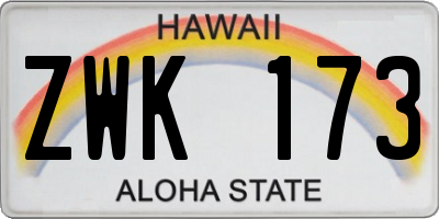HI license plate ZWK173