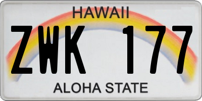 HI license plate ZWK177