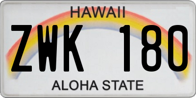 HI license plate ZWK180