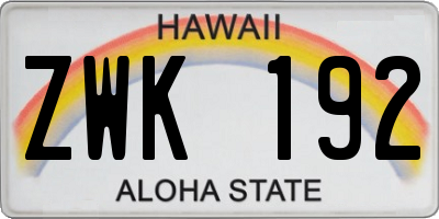HI license plate ZWK192