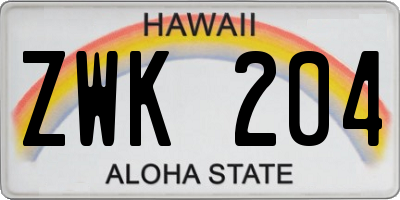HI license plate ZWK204