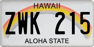 HI license plate ZWK215