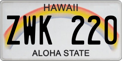 HI license plate ZWK220