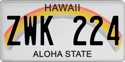 HI license plate ZWK224