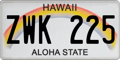 HI license plate ZWK225