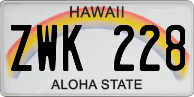 HI license plate ZWK228