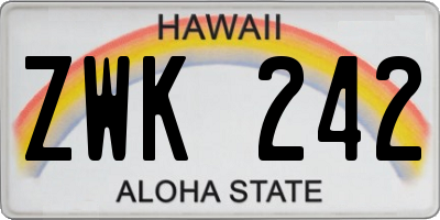 HI license plate ZWK242