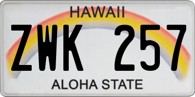 HI license plate ZWK257