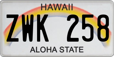 HI license plate ZWK258