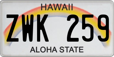HI license plate ZWK259