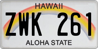 HI license plate ZWK261