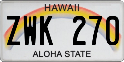 HI license plate ZWK270