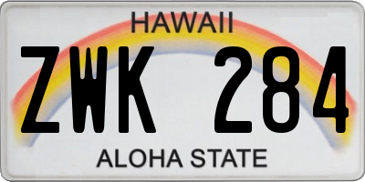 HI license plate ZWK284