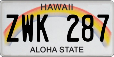 HI license plate ZWK287