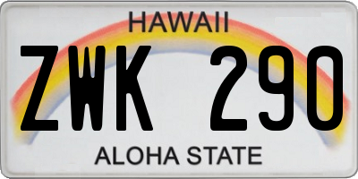 HI license plate ZWK290