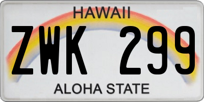 HI license plate ZWK299