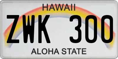 HI license plate ZWK300