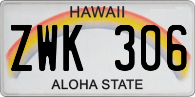 HI license plate ZWK306