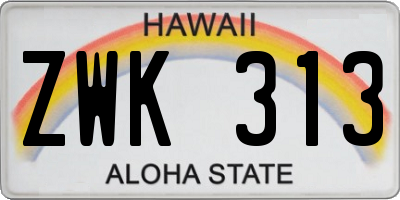 HI license plate ZWK313