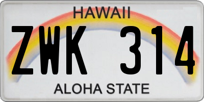 HI license plate ZWK314