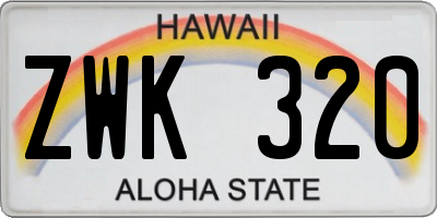 HI license plate ZWK320