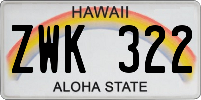 HI license plate ZWK322