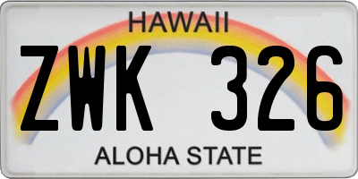 HI license plate ZWK326