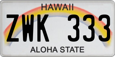 HI license plate ZWK333