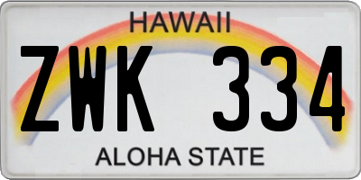 HI license plate ZWK334