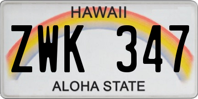 HI license plate ZWK347
