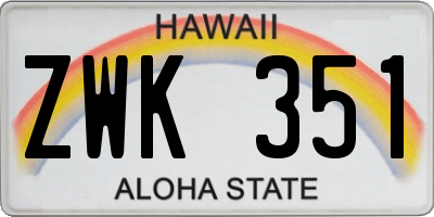 HI license plate ZWK351