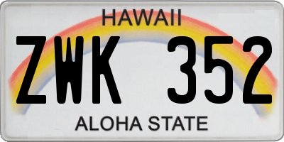 HI license plate ZWK352