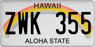 HI license plate ZWK355