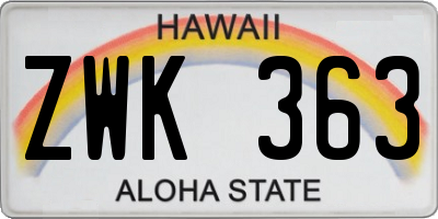HI license plate ZWK363