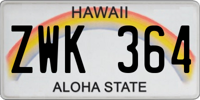 HI license plate ZWK364