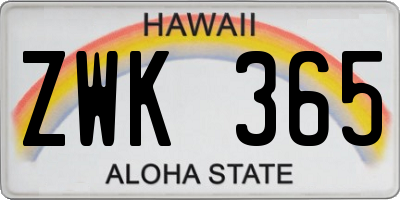 HI license plate ZWK365